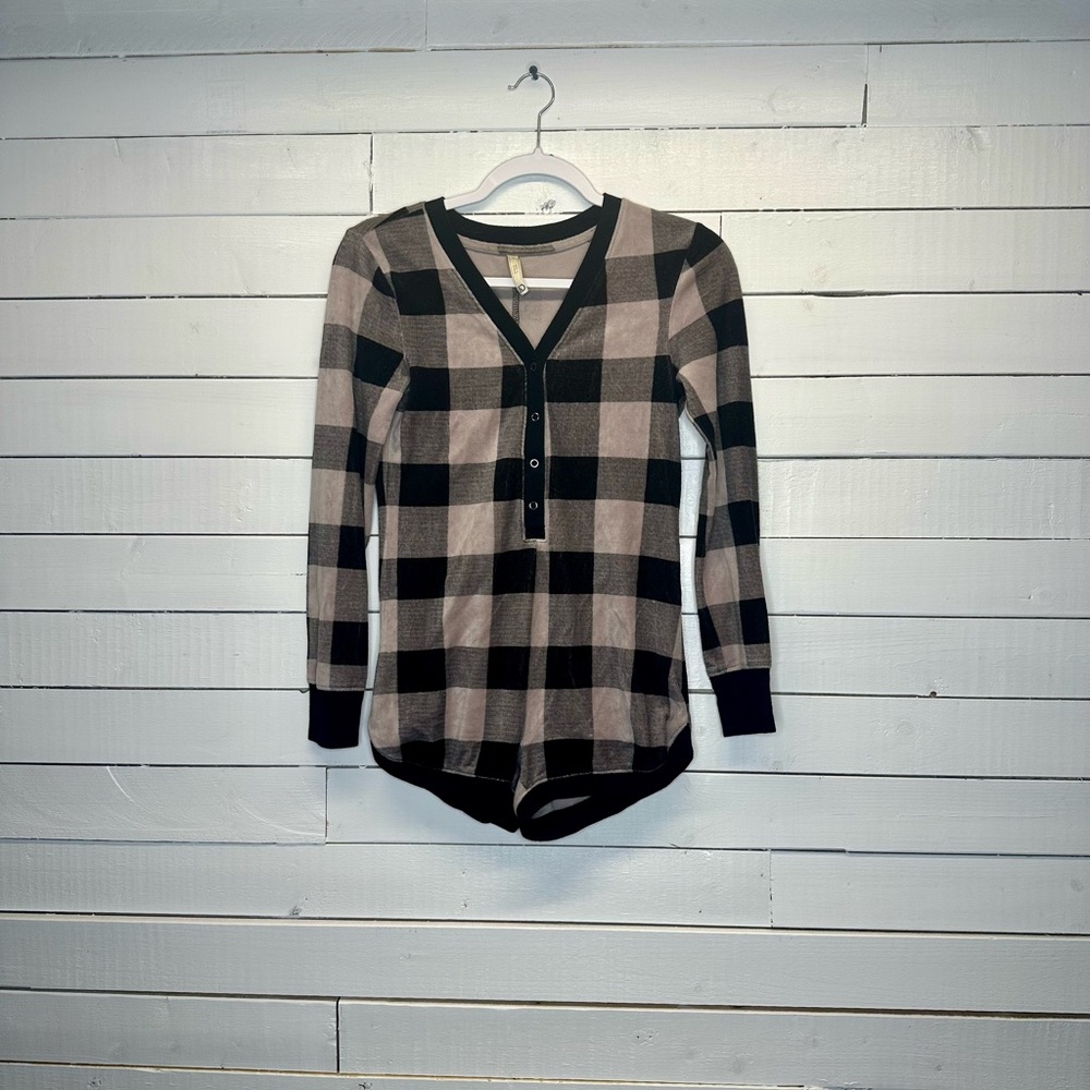 Plaid Button-Up Bodysuit